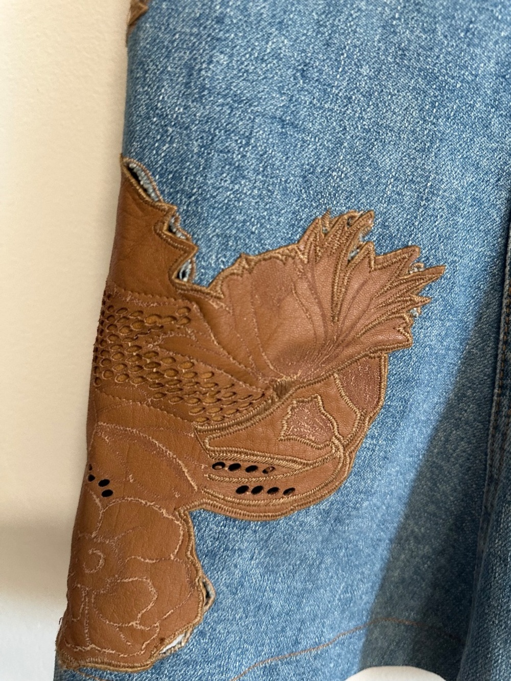 Vintage y2k Robert Cavalli Denim Mermaid Skirt with Leather Patch Detail - Picture 10 of 11
